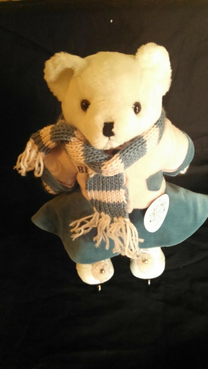 Vintage Blue Jean Teddy Blossom Bear with Skaters Woltz Outfit and Skates
