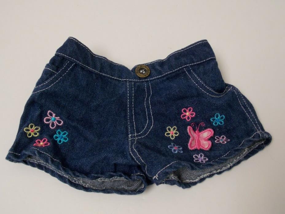 Build A Bear ~  Denim Shorts * Embroidered Flowers & Butterflies