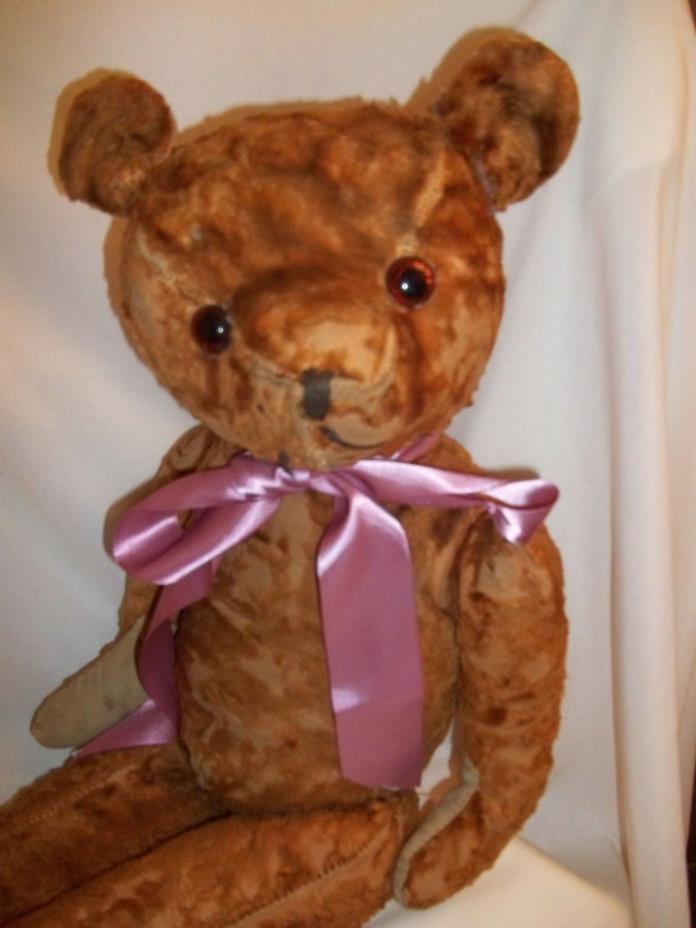 ANTIQUE MOHAIR JOINTED TEDDY BEAR CIRCA 1930  LARGE 23