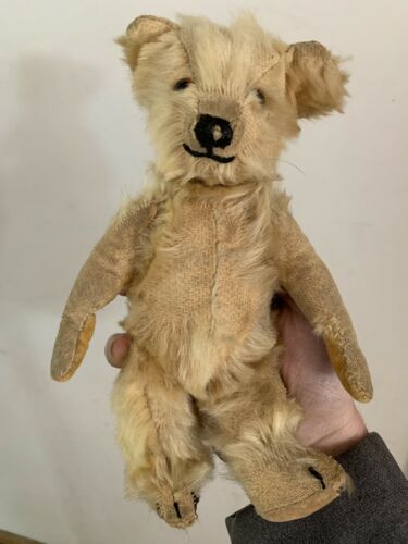 EARLY Antique Mohair JOINTED TEDDY BEAR WITH GLASS EYES