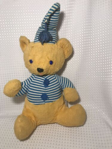 VINTAGE 1950’s KNICKERBOCKER TEDDY BEAR with Tag Hat & Shirt VERY RARE! HTF