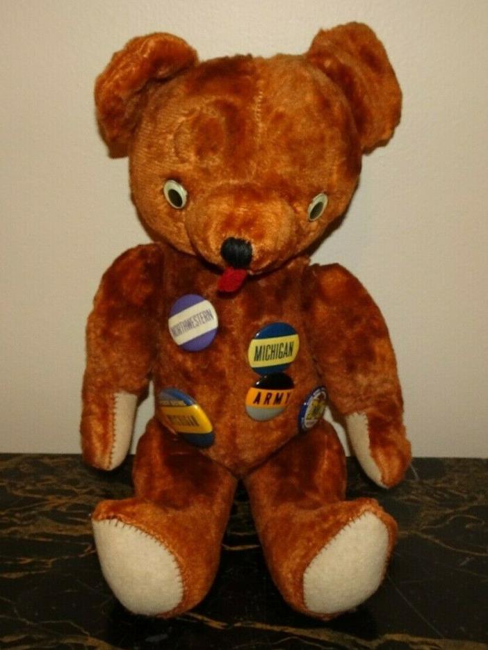 Antique Teddy Bear 1940 1950 Fully Jointed Center Seams Chocolate Brown - Hump