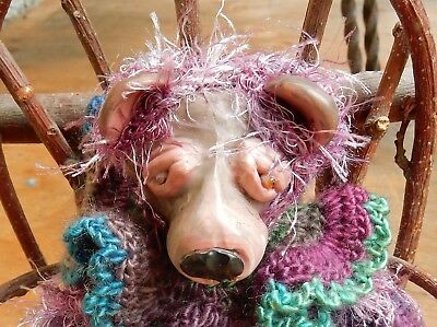 OOAK Thread Artist Zoe Crochet Bear Sculpted Clay Face-Carla Smale-Bobbysbears