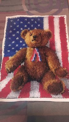 Latchhook Patriotic Teddy Bear (fully completed)