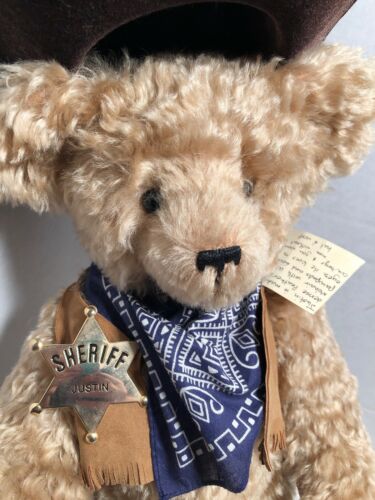 Sheriff Cowboy Justin Mohair Teddy Bear Artist Bettina F Groh German Glass Eyes