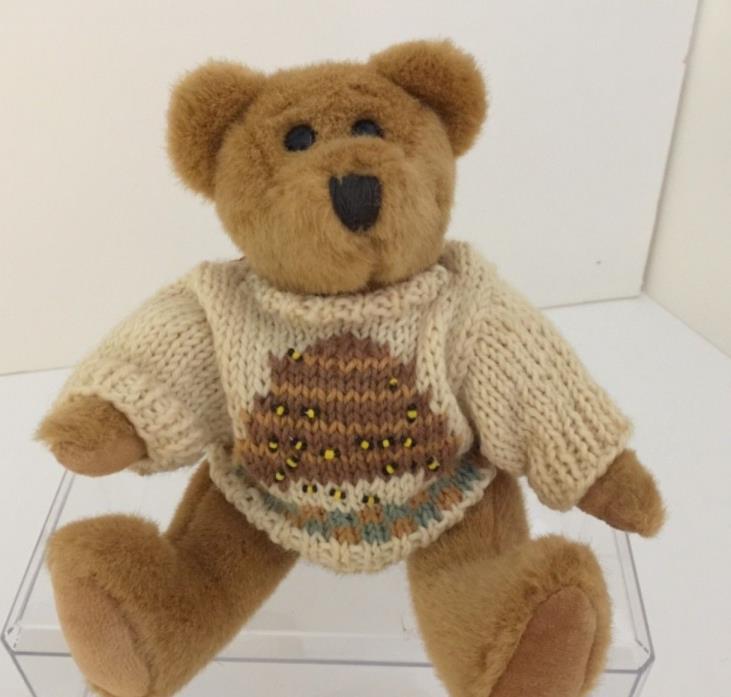 Boyds Bears & Friends Plush Bear LEON wearing beehive sweater movable joints 9