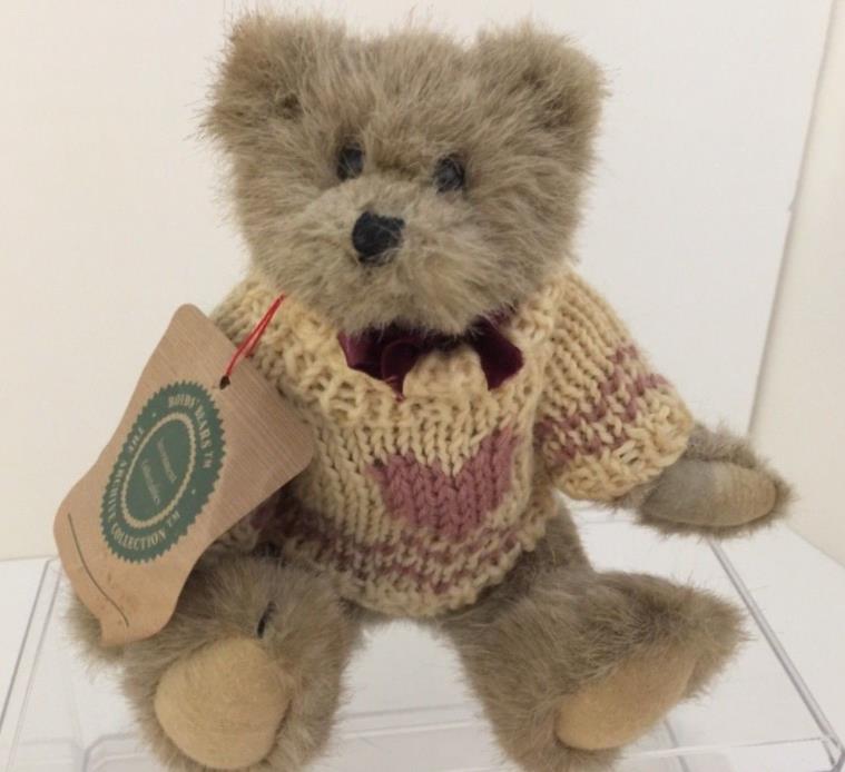 Boyds Bears & Friends Plush Bear Wearing Heart Sweater has movable joints