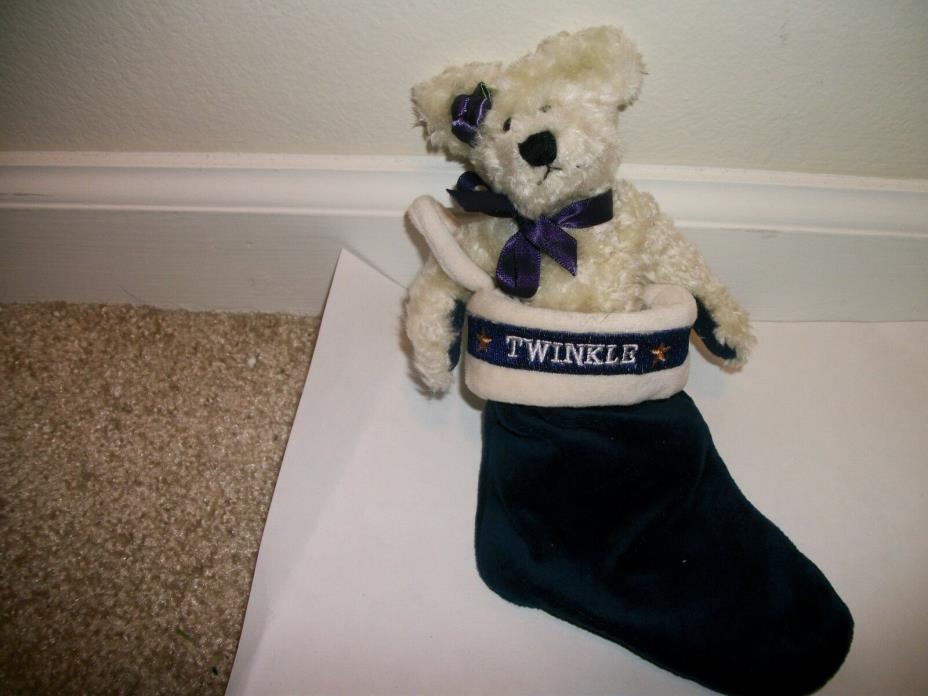 NEW Boyds Plush Teddy Bear Twinkle in Blue Christmas Stocking