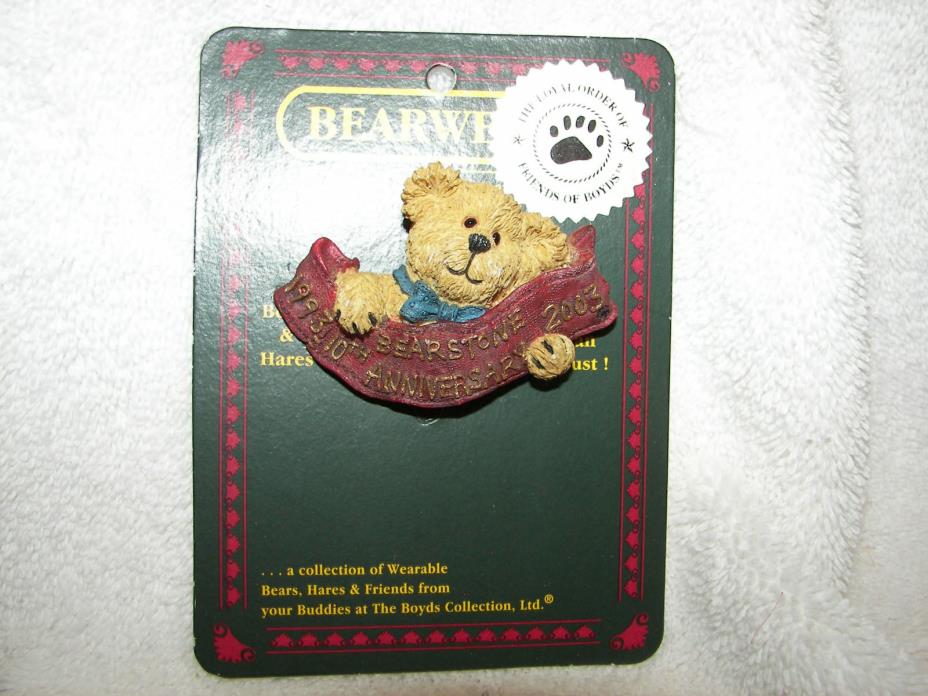 Boyds Bear Pin  BEarstone anniversay  10th year NEW pin 3