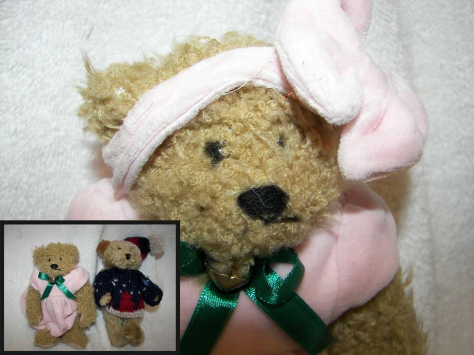 Charish bear in sweater and cap and bear in pink dress and hair bow set of 2  8