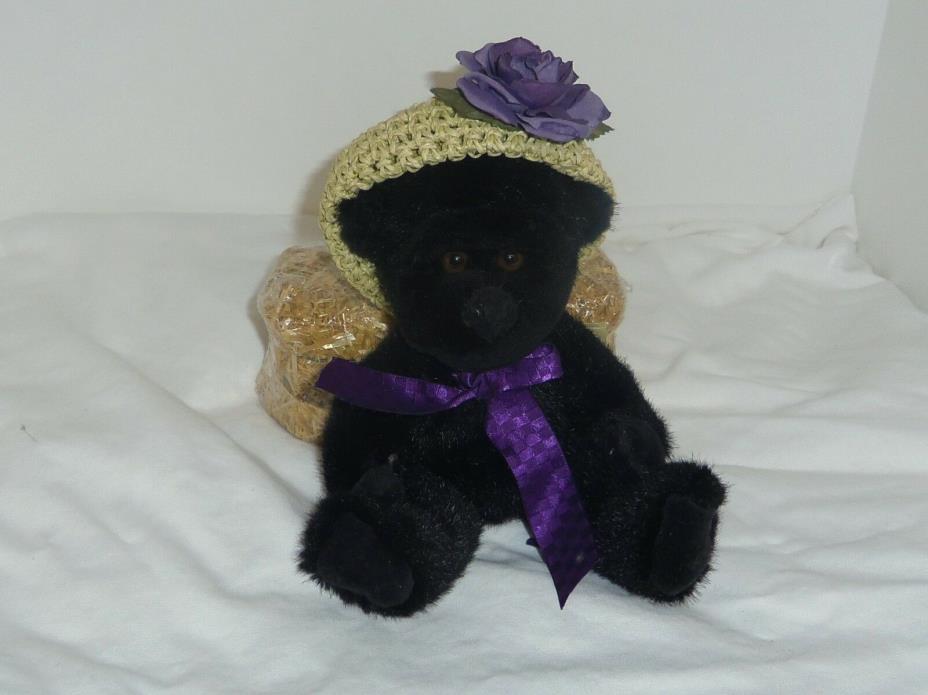 Viola Magillacuddy 8in Boyds Bears black plush Gorilla in hat with flower 91351