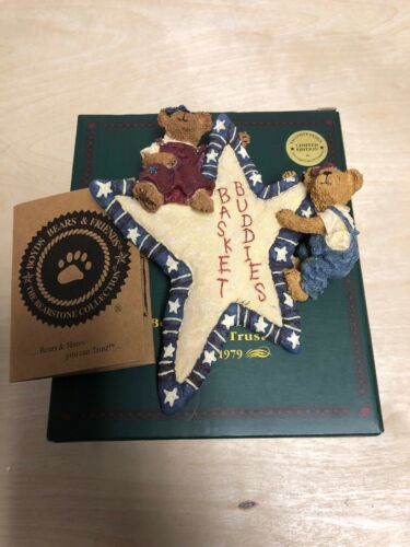 Boyds Bears - Basket Buddies with Tag Retired Longaberger Exclusive Figurine