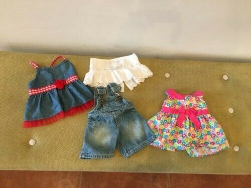 Lot of 4 Build a Bear Clothes Overalls Skirt 2 Dresses Great Condition