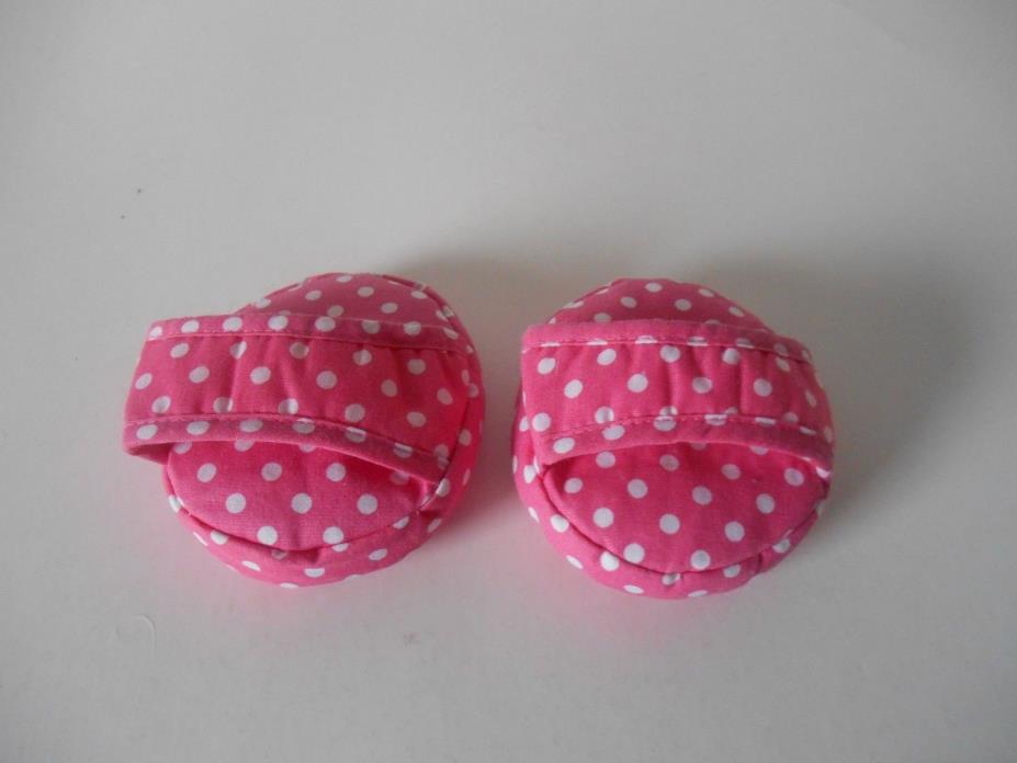 TEDDY BEAR PINK AND WHITE POLKA DOT SLIPPERS  BUILD A BEAR