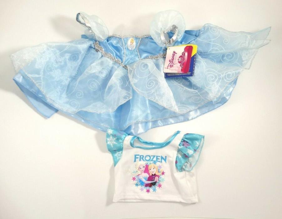 Build A Bear Disney Princess Cinderella Blue Dress w/ Tags Frozen Shirt Clothes