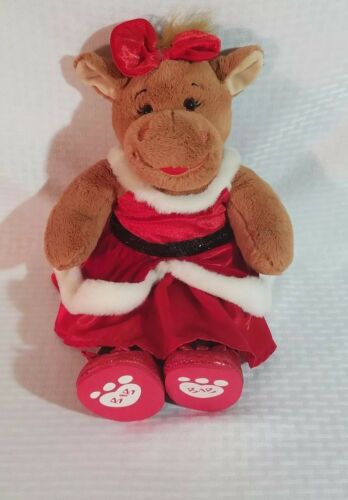 Build a Bear CHRISTMAS HOLLY MOOSE Holiday Red Dress Bow 16