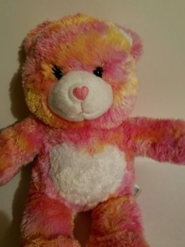 Build a Bear BABW Plush Bear Endless Hugs Pink Orange Tie Dye Heart  17