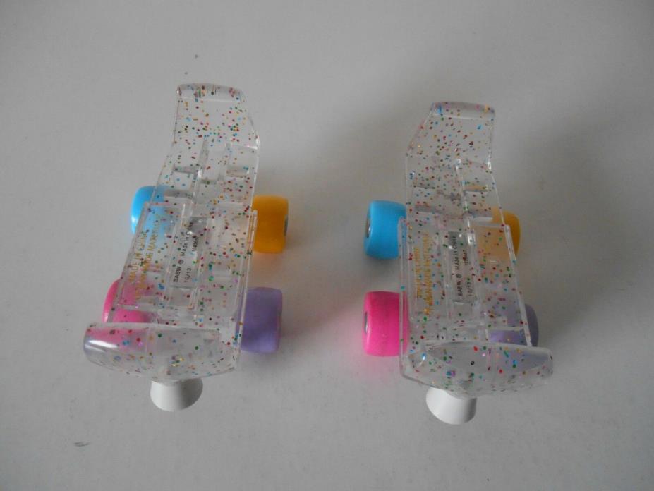 BUILD A BEAR BABW TEDDY CLEAR GLITTER ADJUSTABLE ROLLER SKATES