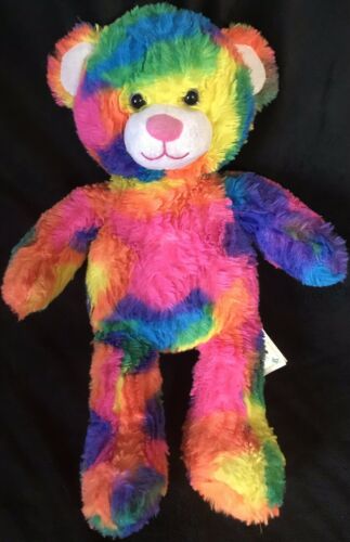 Build A Bear Plush Rainbow Multi Colored Tie Dye 17” Teddy Bear Stuffed Animal