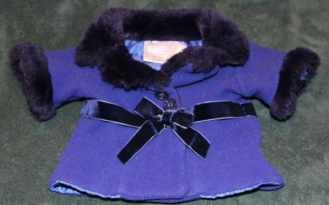 Build-A-Bear Beautiful Blue Jacket ~ 2 tone blue ~ Long Coat ~ Fur Collar & Cuff