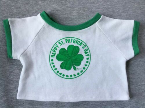 Build A Bear T-shirt Tee Happy St Patrick Day Paddy Clover Green White Shirt