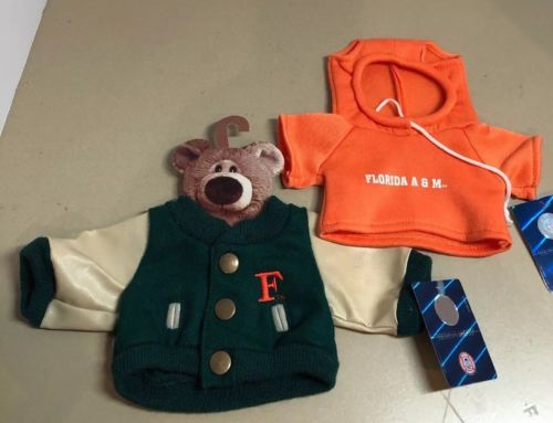 NEW- College Florida A & M Varsity Jacket & Hoodie Orange & Green Small Bear Set