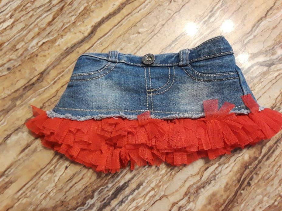 Build A Bear Jeans Skirt with Tulle Trim Red