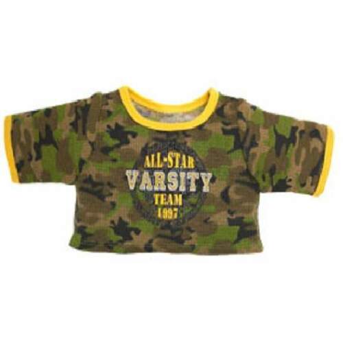 Build a Bear Boy Green Camo 'All-Star Varsity Team 1997' Tee Shirt NWT
