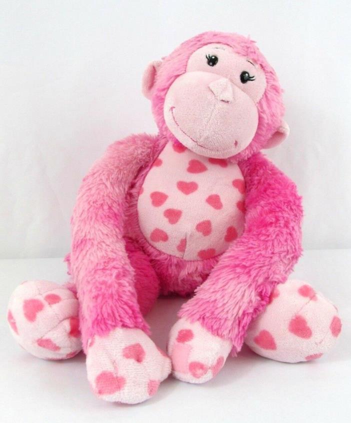 Build A Bear Hugs for You Pink Hearts Plush Monkey 18