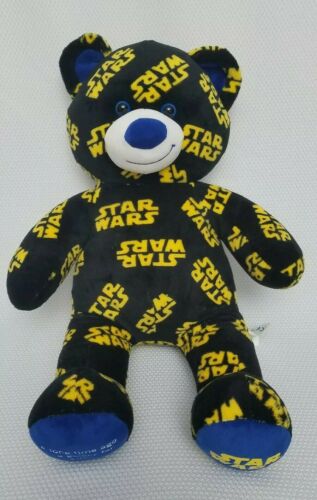 Build A Bear Plush Star Wars Galaxy Logo Teddy Bear Black Yellow Blue EUC