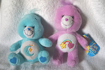 Care Bears 2 Plush Doll Toy Blue Moon Bedtime & purple Best friend Nanco lot