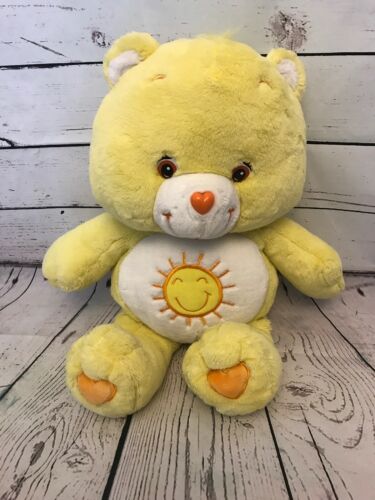 Care Bears Funshine Bear Jumbo Oversized Plush Yellow with Sunshine Tummy 2002