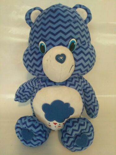 Care Bear Grumpy 2015 Plush Toy Blue Chevron Striped Stuffed Animal 20'