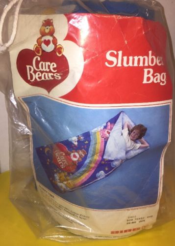 VINTAGE 1980s CARE BEARS SLEEPING Slumber BAG Sleepy Time w Original Bag Rainbow
