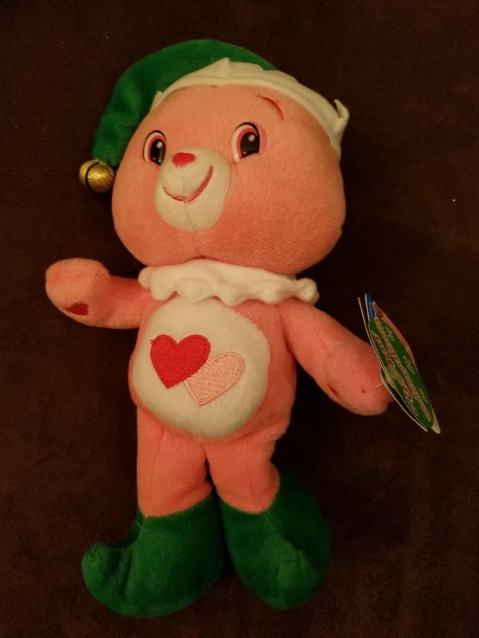 Care Bears 8” Love-a-lot Bear in Elf Hat, Shoe Holiday Special Edition Christmas