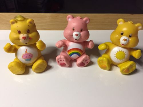 Three 3” Plastic PVC Possble CareBears EUC