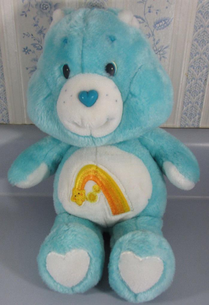 Vintage Care Bears Stuffed Plush Blue1983 Wish Bear By Kenner 13 Inch