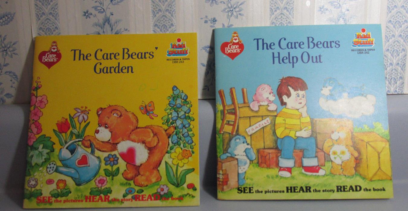 2 Vtg. Care Bears Care Bear Read Along Books - One With 45 Record DBR 243 & 242