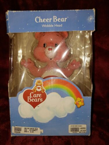 Cheer Bear Bobble Head - Pink Care Bear Figurine Wobbling Head - Rainbow