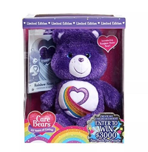 NIB Just Play Care Bears Rainbow Heart 35th Anniversary Plush Limited Edition