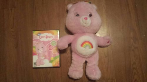 Care Bears CHEER BEAR Pink 14in Soft Plush 2007 w/dvd