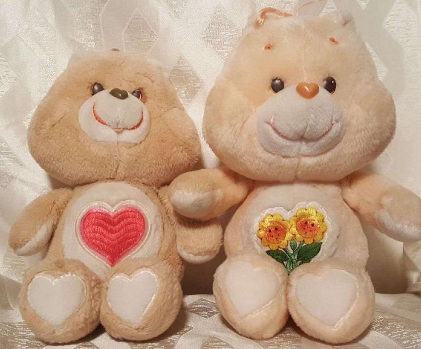Vintage 1983 2 Care Bears TENDERHEART + FRIEND BEAR Plush Doll Stuffed Animal