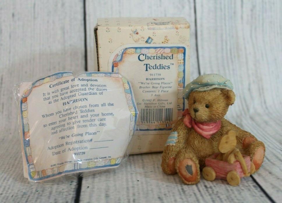 Cherished Teddies Harrison We're Going Places Bear With Pull Wagon # 911739