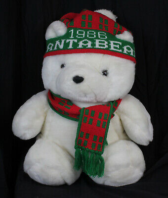 Vtg Santa Bear Plush Stuffed Animal 1986 Dayton Hudson Stocking Hat Macys Scarf
