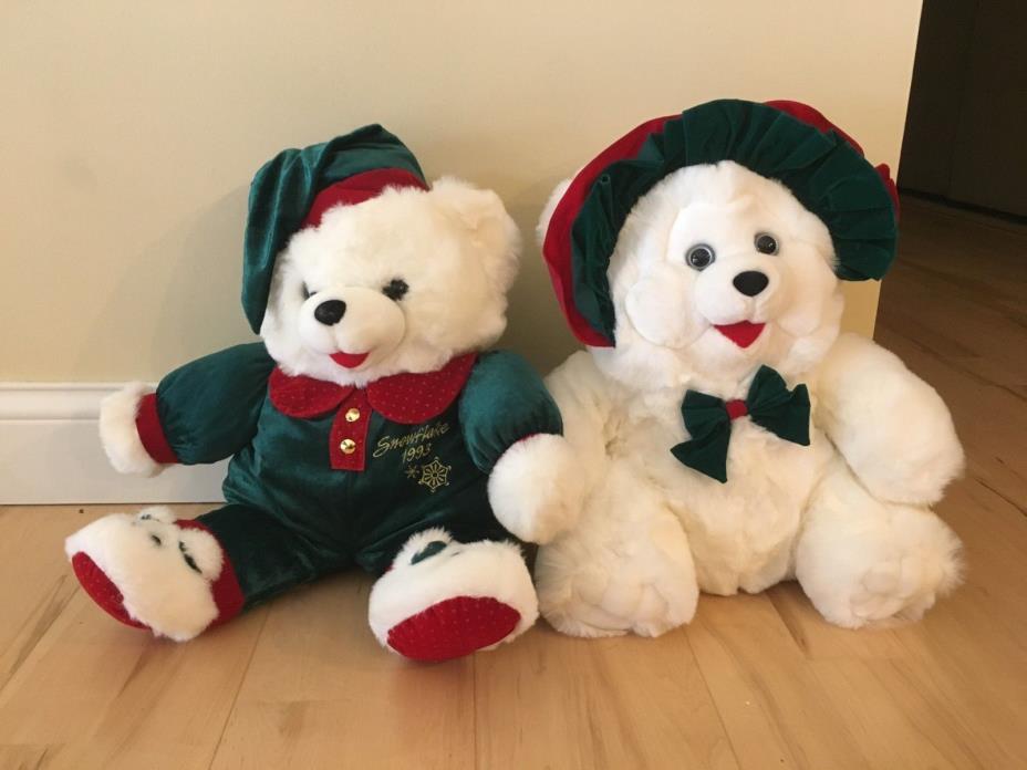 Dayton Hudson 1993 christmas bears two snowflake set 16in.