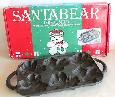 1986 Santabear Cast Iron Cookie Mold 1986 Dayton Hudson in Box FREE SH
