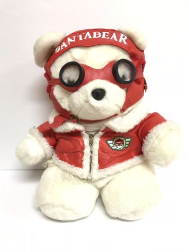 DAYTON HUDSON 1987 VINTAGE ??SANTA BEAR AIRPLANE PILOT GOGGLES+JACKET CHRISTMAS!