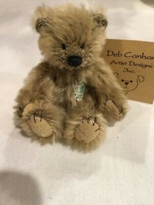 Deb Canham Miniature Mohair Teddy Bear 3.5”  Tooo Cute Doodle w/ COA