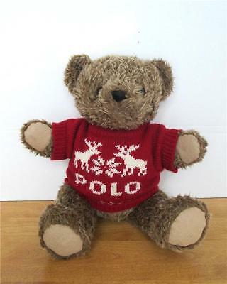 Ralph Lauren POLO Bear 1998 Red Christmas Reindeer Sweater Plush Stuffed Teddy