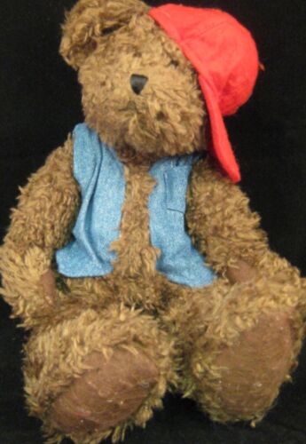Hallmark 1st Snow Buster Bear Plush Teddy 30P4 Blue Jean Vest Red Cap Hat Stuff